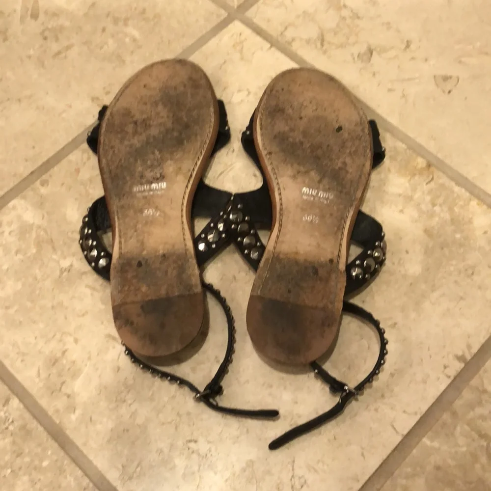 Vintage Miu Miu strappy studded cutout starfish leather flat gladiator sandal